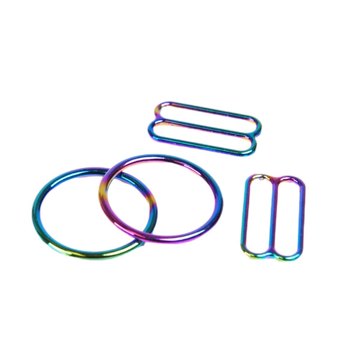 Anillo y pasador para correa de sujetador de metal arcoíris sin