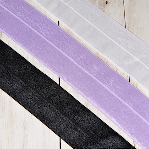 Wide Fold Over Elastic - 1 5/8" or 40mm - 3 Yards - Choose from Black, White or Purple - Bra Making Lingerie DIY