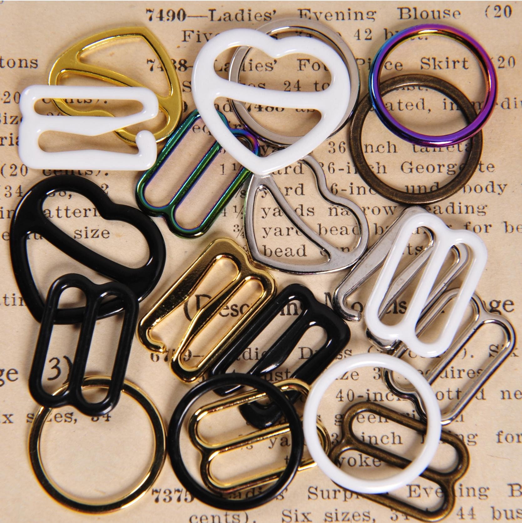 Metal Bra Strap Adjuster Slider Hook O Ring Lingerie Sewing Craft 6mm~30mm  gold