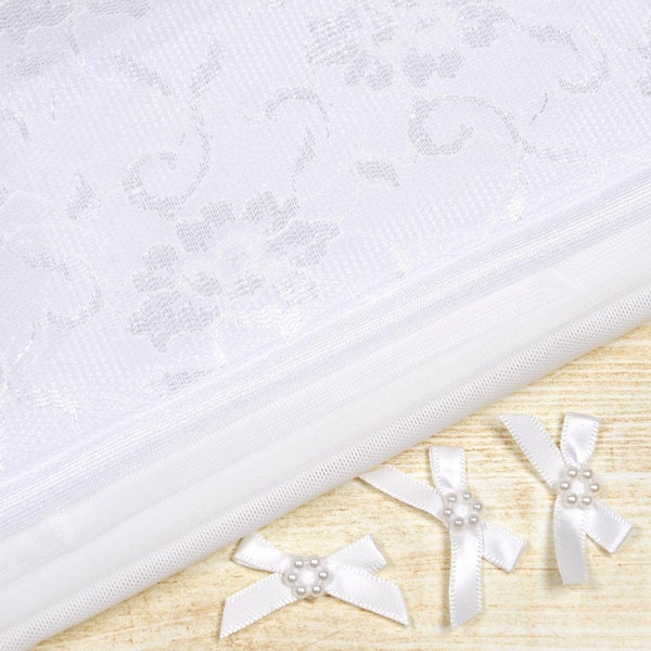 White Flower Bra Making Fabric and Stabilized All Over Lace Kit