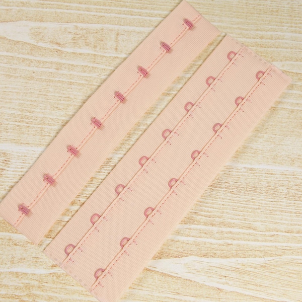 Peach/Coral Hook & Eye - 8 rows/ 2 columns - 6" Height - Lingerie Design, DIY Bra Supplies