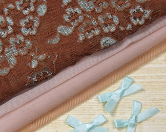 Nude and Tan Bra Making Fabric and All Over Lace Kit