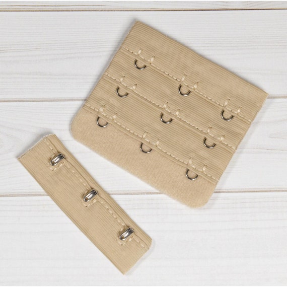 Tan Bra Making Replacement Hook and Eye Tape Closure - 3 Rows - 2 1/4 Wide  - Lingerie Design, DIY Bra Supplies (HE133BN2)