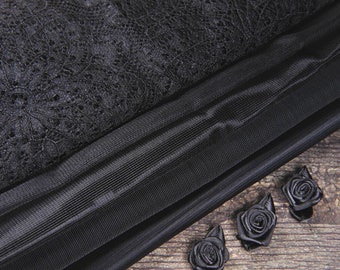 Black Bra Making Fabric and Starburst 9.5" Lace Kit