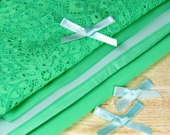 Spearmint Bra Making Fabric and Starburst 9.5" Lace Kit