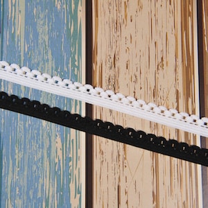 Decorative 3/8&quot; or 10mm Picot Edge Bra and Panty Elastic - 5 Yards - Choose from Black or White - Bra Making Lingerie DIY