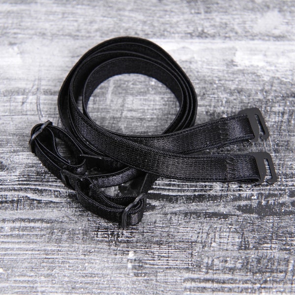 Black Detachable Bra Straps - 3/8" or 10mm wide - 1 Pair - Bra Making Lingerie DIY