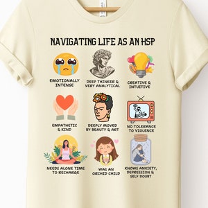 HSP Shirt Highly Sensitive Person Shirt Gift for HSP Gift for Hypersensitive People Empath Tshirt Mental Awareness Anxiety Depression Shirt