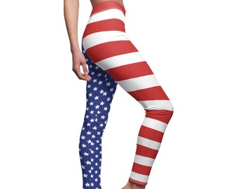 American Flag Leggings Stars and Stripes 4th of July Casual Leggings Yoga Leggings