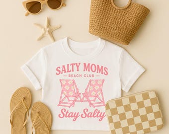 Salty Moms Beach Club PNG, Retro Sommer Stuhl Clipart, Cute Beach Mom Sublimationsdesign