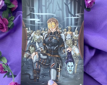 art print inspired by Nesta archeron, Queen of Queens, Lady Death, acotar, Sarah J Maas, gift for book lovers, fantasy A5 size