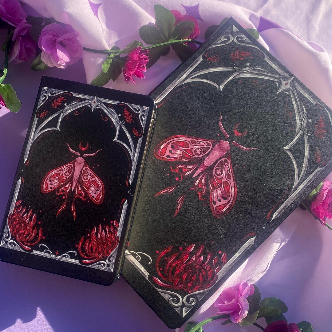 Moth Notebook Black Moth Notebook A5 A6 | Gothic Chrysanthemum Journal | Nature Goth ...