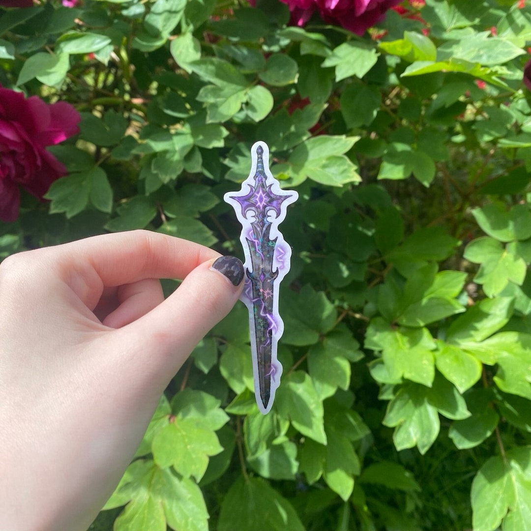 Magic Sword Sticker Vinyl Holographic Sticker Fantasy Sword Black and Purple Lightning - Etsy