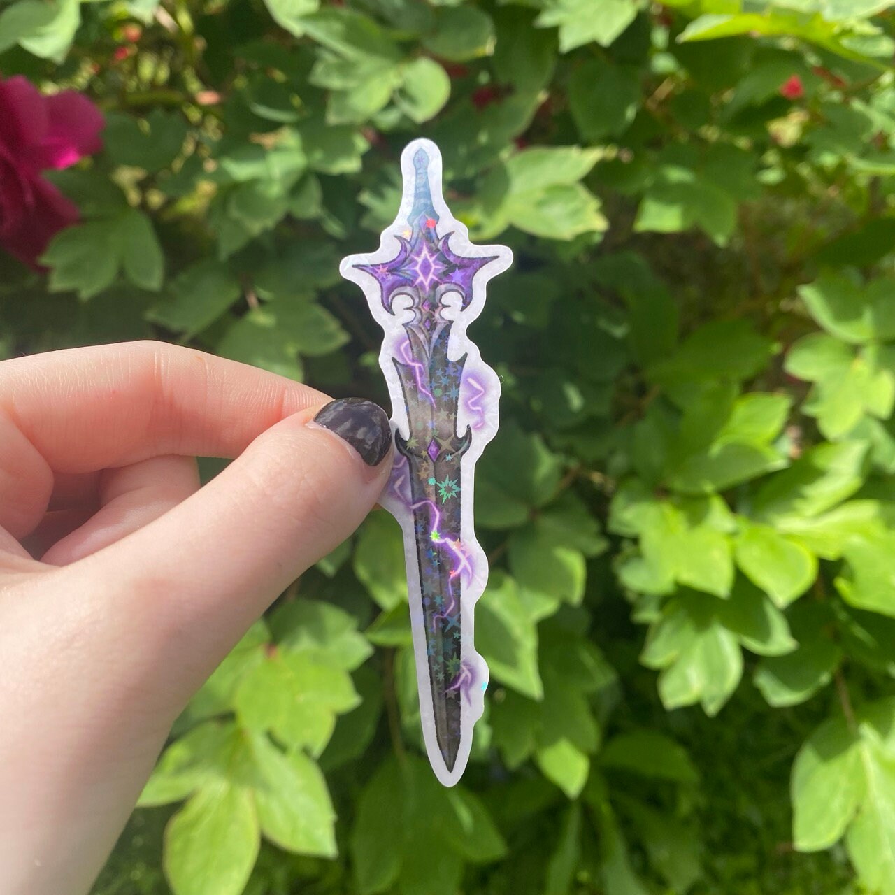 Magic Sword Sticker Vinyl Holographic Sticker Fantasy Sword Black and Purple Lightning - Etsy