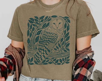 Camiseta de lechuza común, camiseta de búho, camiseta con gráfico de pájaro nocturno, regalo para observadores de aves