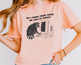 Camiseta divertida de mapache para teletrabajar - Camiseta cuadrada con colores cómodos