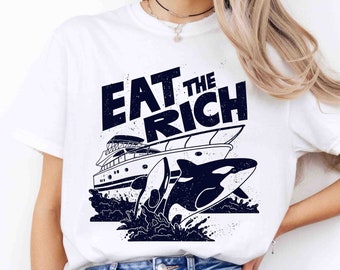 Camiseta "Come a la Orca Rica": Camiseta con Gráfico de Yate de Colores Cómodos