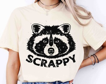 Camiseta con estampado de mapache descuidado - Colores cómodos