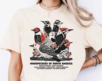 Camiseta de pájaro carpintero norteamericano: Camiseta de colores cómodos