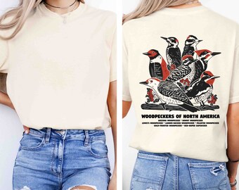 Camiseta de pájaro carpintero norteamericano: Camiseta de pájaro con colores cómodos