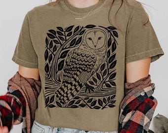 Camiseta con estampado de lechuza común: algodón con colores cómodos, regalo para observadores de aves