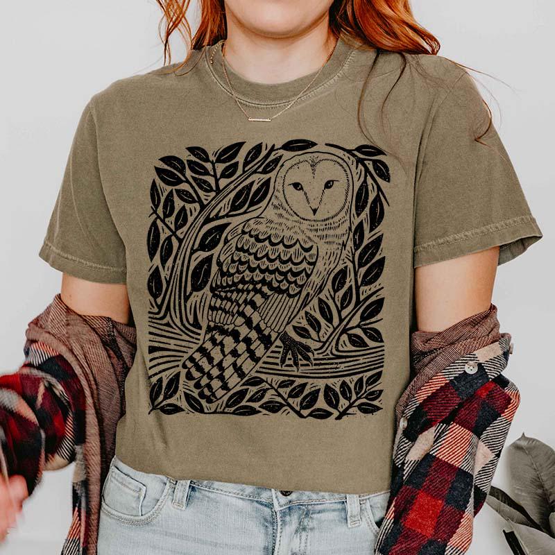 Barn Owl Shirt, Owl T-Shirt, Nocturnal Bird Graphic Tee, Gift for Birdwatcher, North American Owl, O