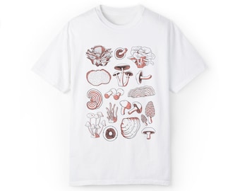 Camiseta con gráfico de hongos: camiseta de algodón con colores cómodos