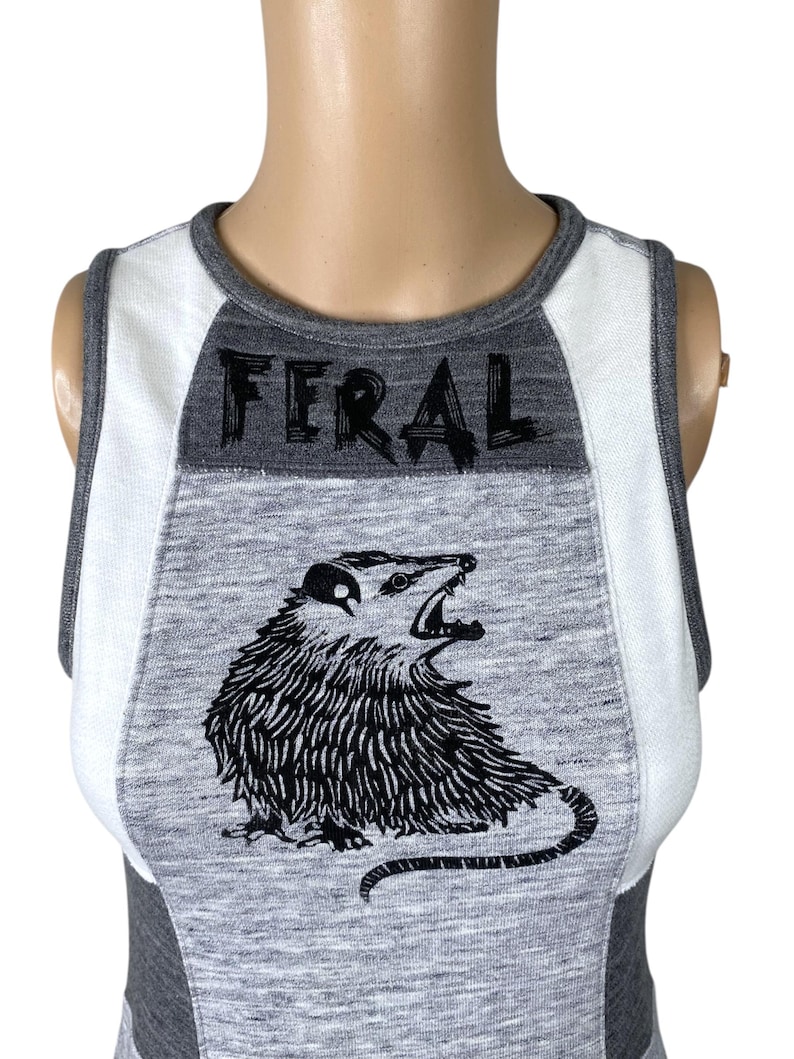 Feral Possum + Rat Block Printed Fit & Flare Colorblock Mini Dress SZ ...
