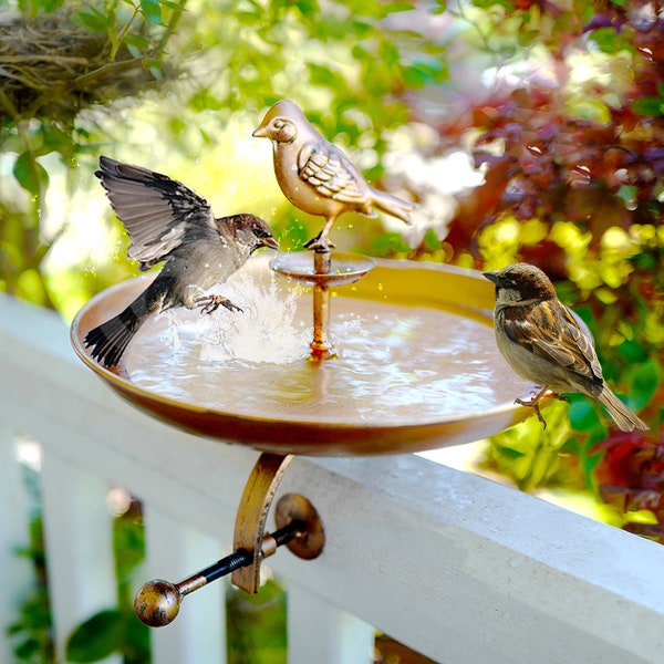 Bird Bath & Butterfly Oasis Pollinator Fountain-Stake or Railing Mount-Perfect for Flowers, Wildlife, Gardening and Bird Watching-Great Gift
