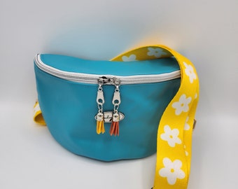 Sac banane bleu turquoise à bandoulière