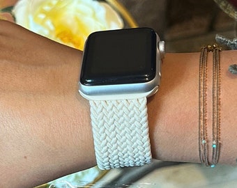 Braided Nylon Elastic Band for Apple Watch Series 9/8/7/6/5/4/3/SE/Ultra 2 iWatch Strap 38 40 41 42 44 45 49mm Sport Watch Strap Watch Charm