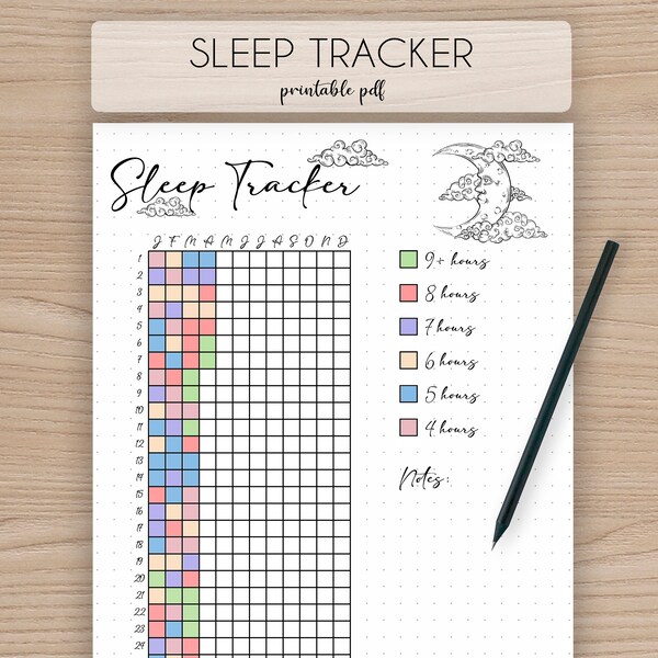 Printable Sleep Tracker Yearly Template · Bullet Journal Page · Blank Year in Pixel Grid · Printable A5 A4 Journal Insert · PDF