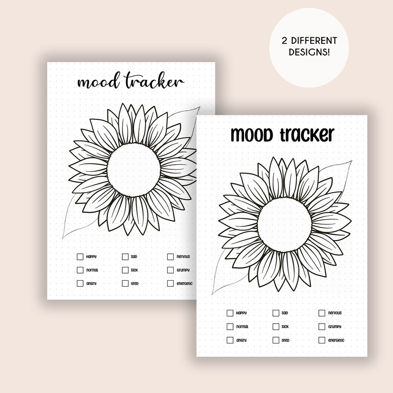 2 Mood Tracker Template · Sunflower Bullet Journal Page · Blank Month ...