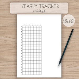 2 Jaartracker Leeg sjabloon · Stemmingstracker · Bullet Journal-pagina · Leeg jaar in pixelraster · Afdrukbare A5 A4-invoeging · PDF · Stemmingsgrafiek