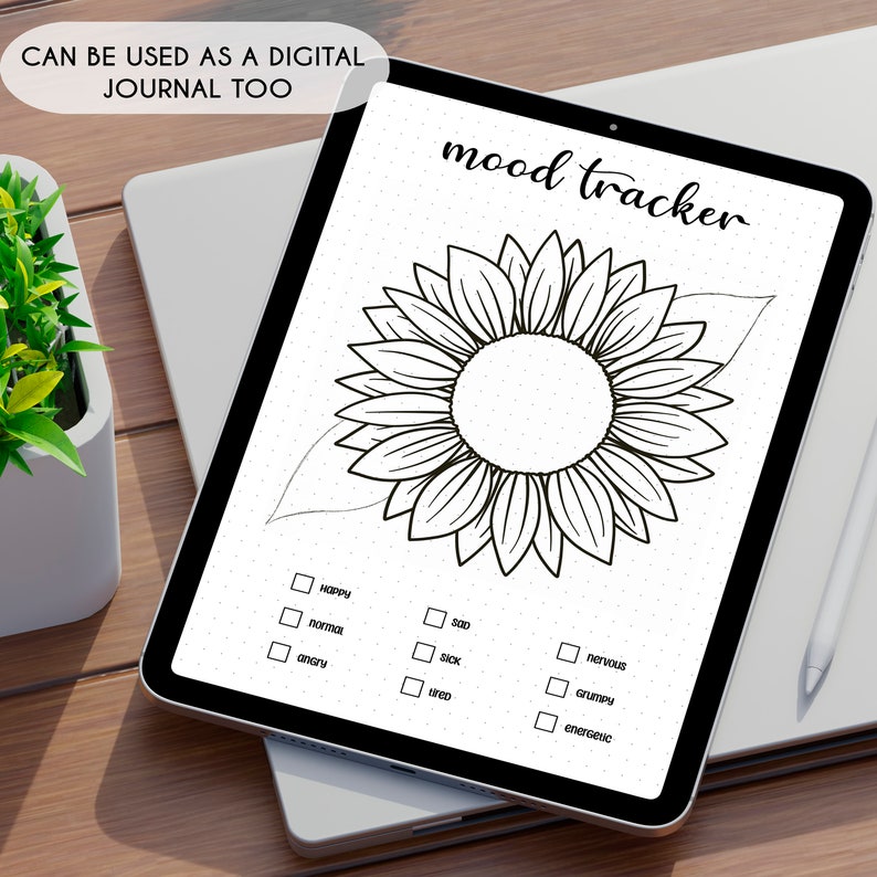 2 Mood Tracker Template · Sunflower Bullet Journal Page · Blank Month ...