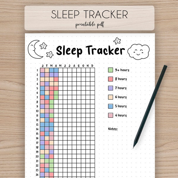 Printable Sleep Tracker Yearly Template · Bullet Journal Page · Blank Year in Pixel Grid · Printable A5 A4 Journal Insert · PDF