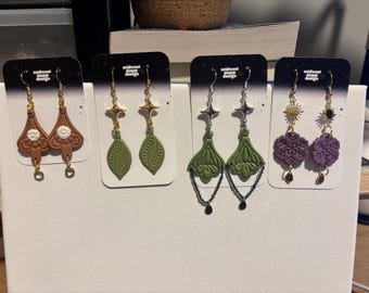 Holiday Ornaments | dimensional, hand-sculpted | elegant statement earrings | holiday dangle earrings | polymer clay