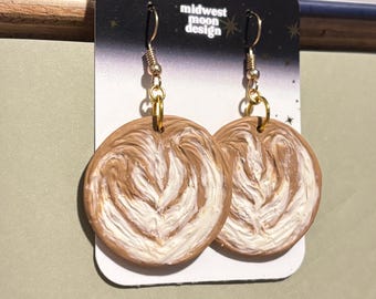 Latte | dimensional, hand-sculpted | elegant statement earrings | dangle earrings | polymer clay