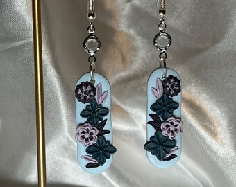 Adriana | dimensional, hand-sculpted | elegant statement earrings | floral dangle earrings | polymer clay