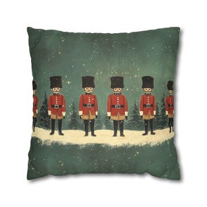 Festlig julkudde med leksakssoldat, dekorationskudde för högtider, vintage nötknäppare-design, säsongsbetonad heminredning, endast överdrag