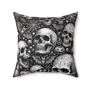 Gothic Skull Pillow, Halloween Decor, Spooky Home Accent, Witchy Vibes, Creepy Cushion, Dark Aesthetic, Horror Gift, Insert Included