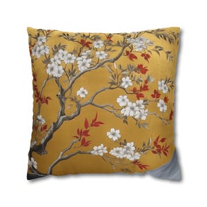 Cojín decorativo con diseño de flor de cerezo, cojín decorativo con diseño artístico japonés, cojín con acento floral oriental, funda de almohada decorativa para el hogar de inspiración asiática, solo funda
