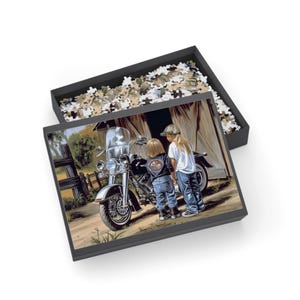 Young Riders' Motorcycle Dream Jigsaw Puzzle (252, 500, 1000-Piece) Kids, Adventure, Nostalgia, Gifts, Puzzle Lovers, Biker Decor