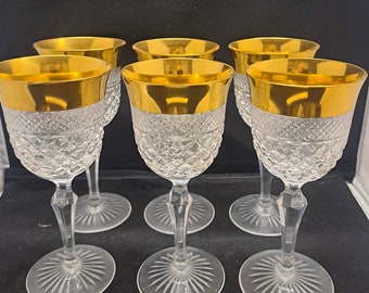 6 Josephinenhütte Moser Wine Goblets 24k Gold Gilded - Etsy