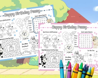 Personalized Bluey Coloring and Activity Placemat Fun for Little Fans ...