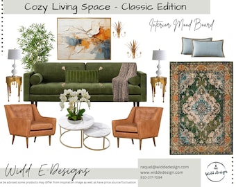 Cozy Living Space Mood Board: Classic Interior Design (3 Versions)