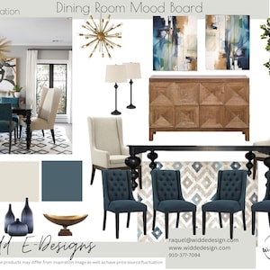 Tablero de ideas para el diseño de interiores del comedor