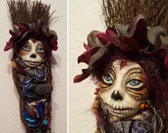 OOAK art doll, Sugar skull spirit, Halloween decor SB25