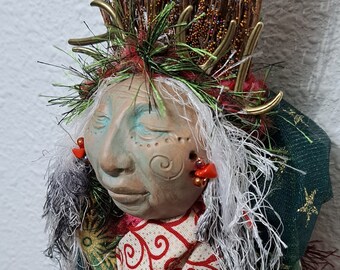 OOAK Textile Art Doll, Grandmother Crone, Spiral Goddess, Moms gift, Handcrafted