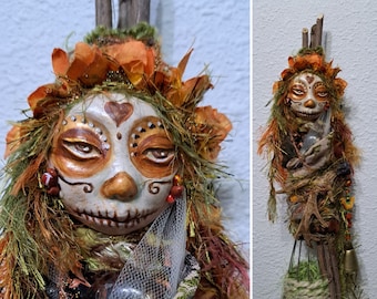 OOAK art doll, Secret Garden spirit, Sugar Skull